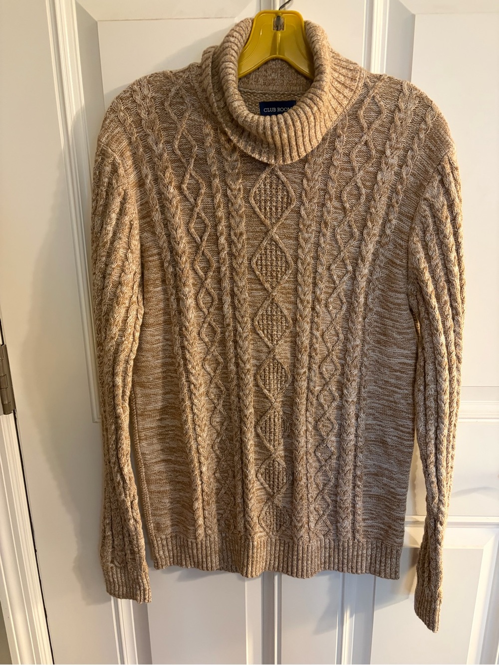 Club Room Men's Taupe Cable Turtleneck Sweater
